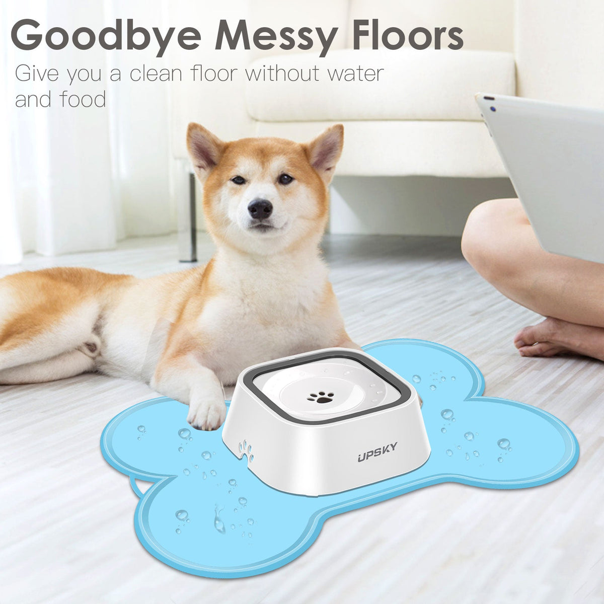 UPSKY Non-Slip, Waterproof Silicone Bone-Shaped Dog & Cat Placemat, Large: 22 x 16-in