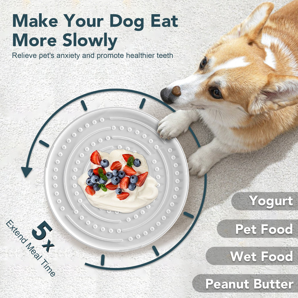 UPSKY No Spill Splash Proof Non-Skid Plastic Slow Feeder Mat Dog & Cat Bowl, Grey, Large: 3-L