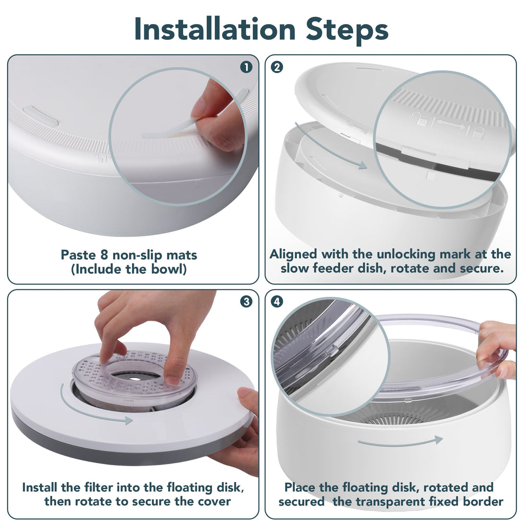 UPSKY No Spill Splash Proof Non-Skid Plastic Slow Feeder Mat Dog & Cat Bowl, Grey, Large: 3-L