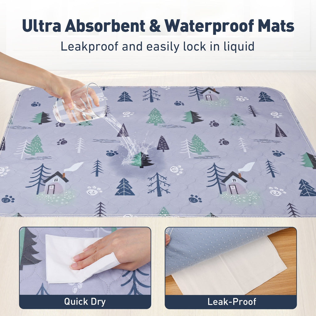 UPSKY Washable Super Absorbent Waterproof Leakproof Anti-Slip Dog Pee Pads, 2 count, Grey, 18 × 24-in