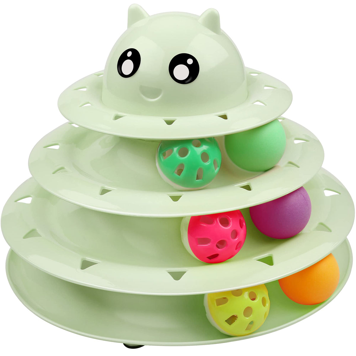 UPSKY 20 PCS Cat Roller Toy 3-Level Turntable for Indoor Cats - Kitten Set With Teaser, Mice, Spring, and Various Ball Toys