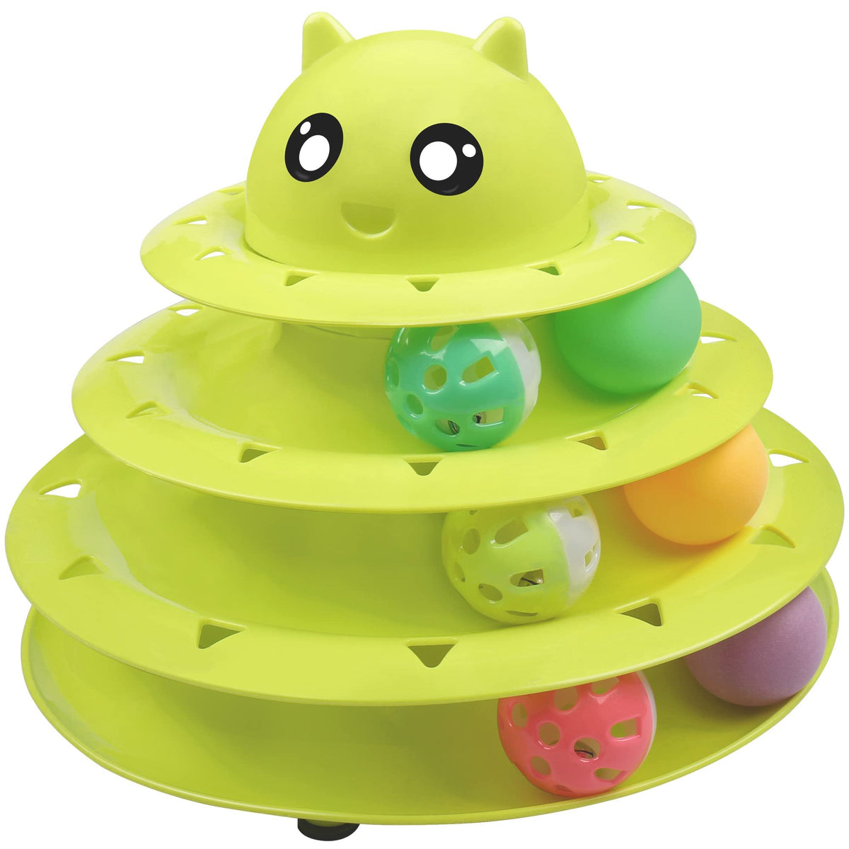 UPSKY 20 PCS Cat Roller Toy 3-Level Turntable for Indoor Cats - Kitten Set With Teaser, Mice, Spring, and Various Ball Toys