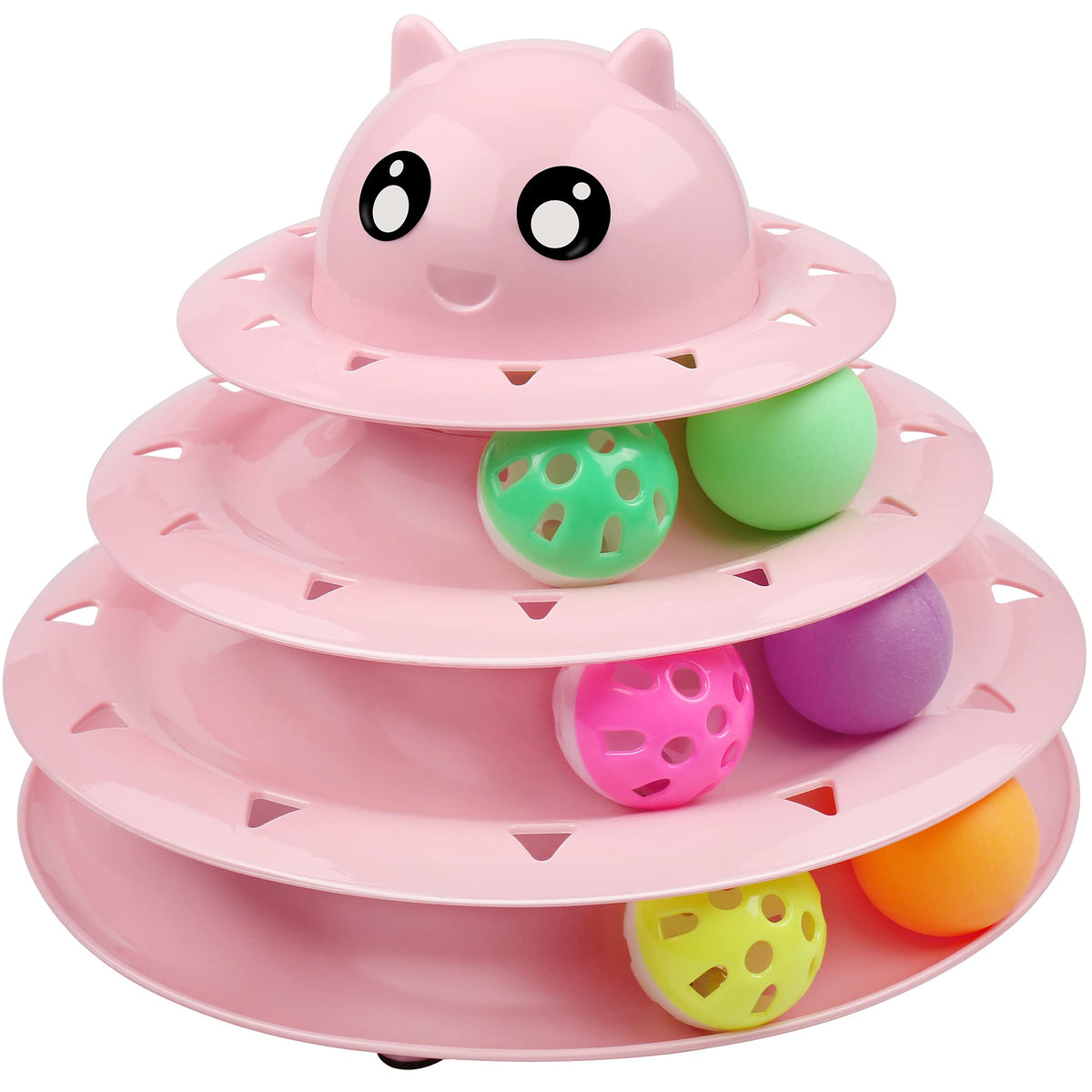 UPSKY Cat Toy Roller 3-Level Turntable Cat Toys Balls with Six Colorful Balls Interactive Kitten Fun Mental Physical Exercise Puzzle Kitten Toys
