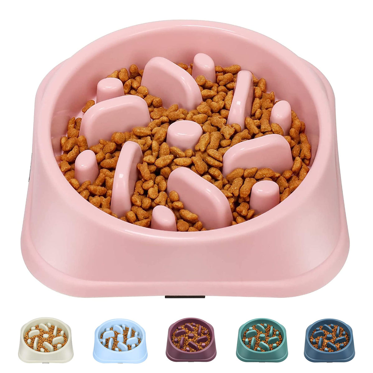 UPSKY Slow Feeder Small Dog Puzzle Bowl Feeder - Anti-Slip, Anti-Bloat, Anti-Choking - Deep Blue