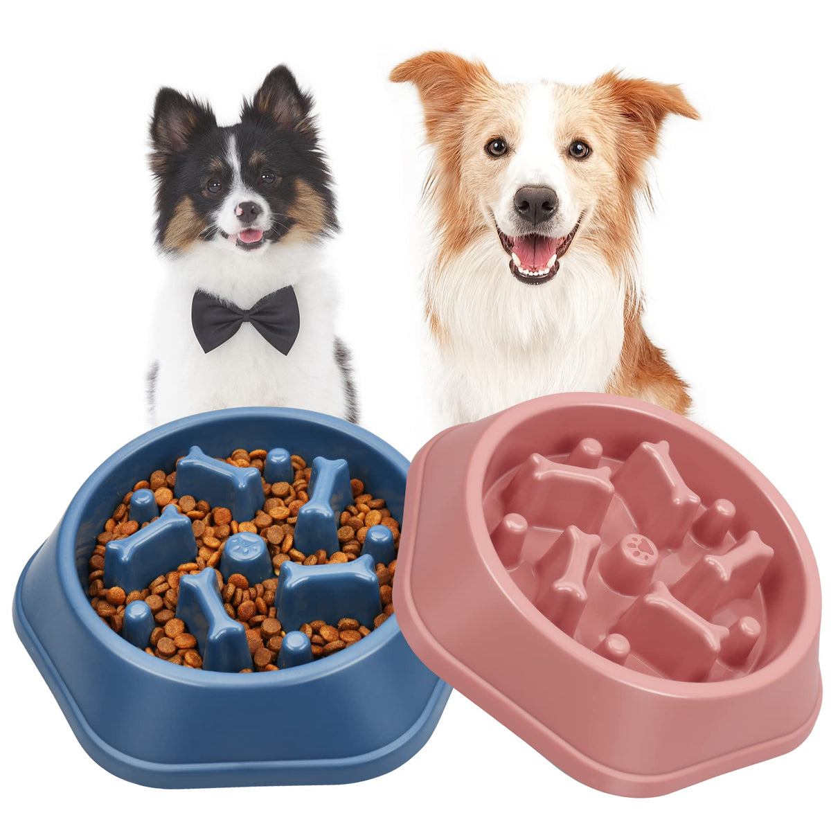 UPSKY Slow Feeder Dog Bowl Anti-Chocking Slower Feeding Pet Puzzle Bowls, Interactive Bloat Stop Dog Food Dishes Non-Slide Dogs Lick Treat for Small Medium