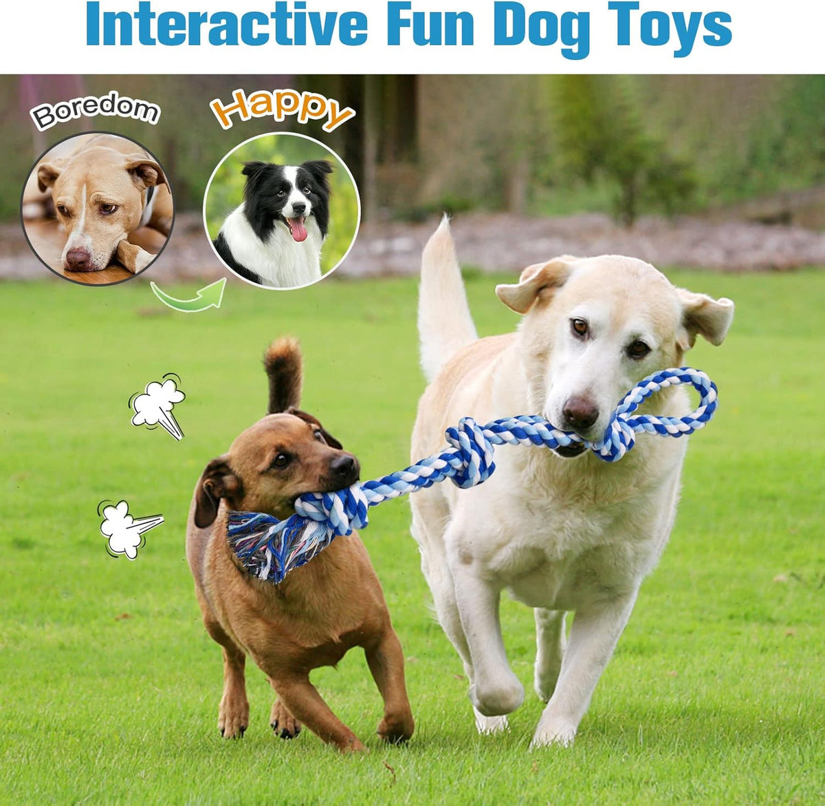 UPSKY Dog Rope Toys 2 Nearly Indestructible Dog Toys, Dog Toy for Medium to Large Breed, Dental Cleaning Chew Toys, Dog Tug Toy for Boredom, Dog Teething Toys, Dog Rope Toy for Aggressive Chewers