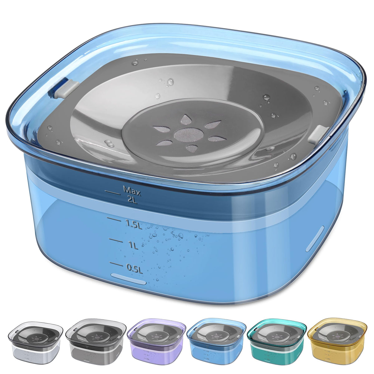 UPSKY 70oz Dog Water Bowl 2L No Spill Dog Bowl Large Capacity Spill Proof Slow Water Feeder, No Splash Dog Bowl Pet Water Dispenser Vehicle Carried Travel Slow Drinking Bowl for Messy Drinkers, Cats