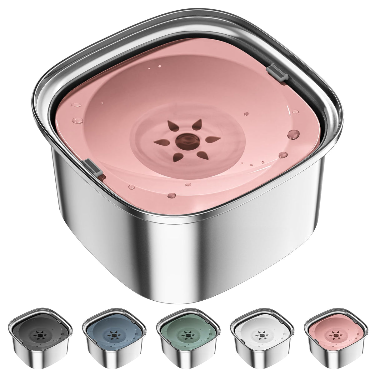 UPSKY 3L Dog Water Bowl 101oz Stainless Steel Dog Bowl No Spill Large Capacity Dog Food Water Bowl Slow Water Feeder, Spill Proof Pet Water Dispenser Vehicle Carried Travel Water Bowl