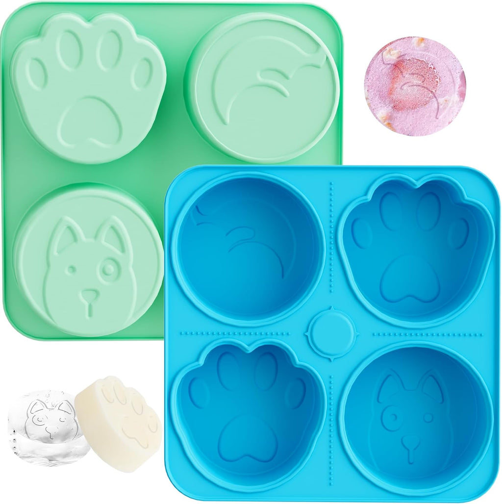 UPSKY 2PCS Dogs Treat Molds, Silicone Dog Treat Ice Cube Trays for Freezer, Reusable Ice Molds for Frozen Treats, Fits Most Dog Water Bowls, for Peanut Butter, Yogurt, Fruit, Broth & More