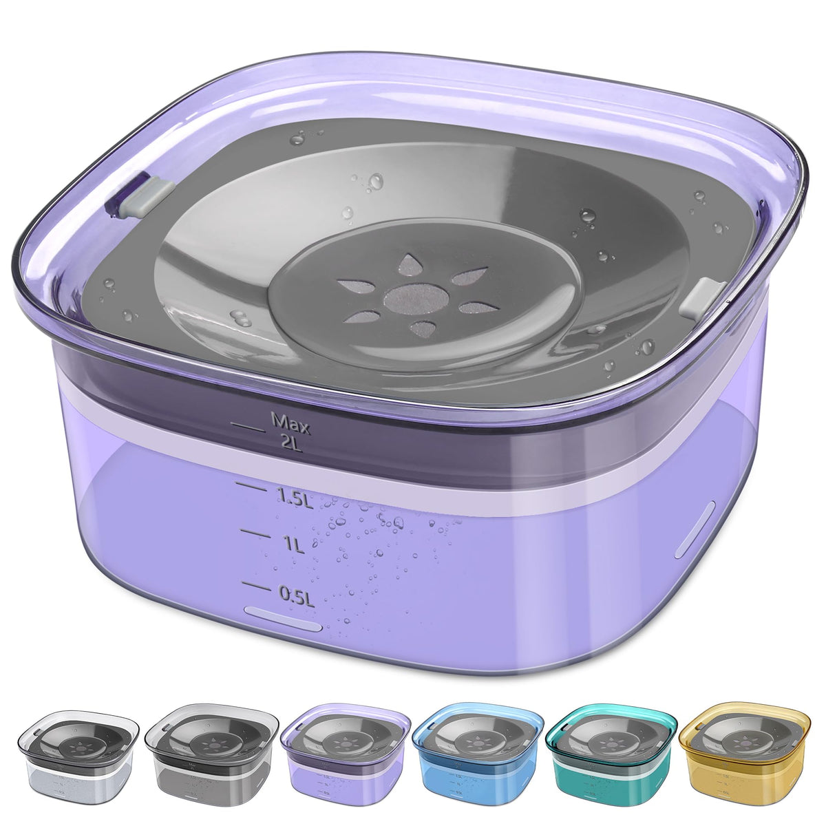 UPSKY 70oz Dog Water Bowl 2L No Spill Dog Bowl Large Capacity Spill Proof Slow Water Feeder, No Splash Dog Bowl Pet Water Dispenser Vehicle Carried Travel Slow Drinking Bowl for Messy Drinkers, Cats