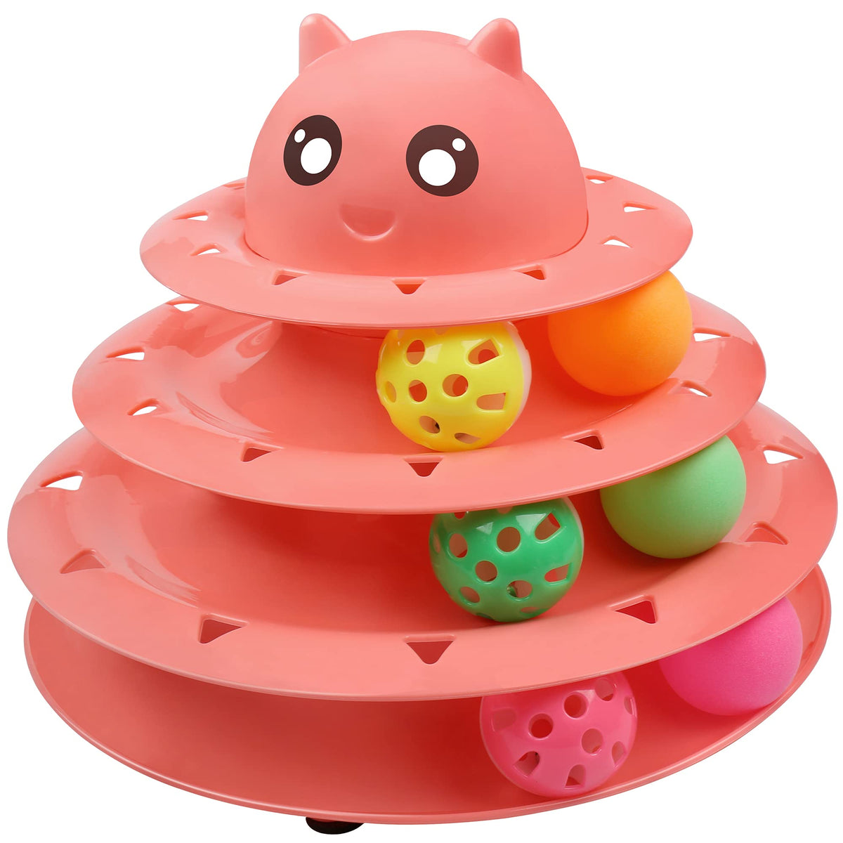 UPSKY 20 PCS Cat Roller Toy 3-Level Turntable for Indoor Cats - Kitten Set With Teaser, Mice, Spring, and Various Ball Toys