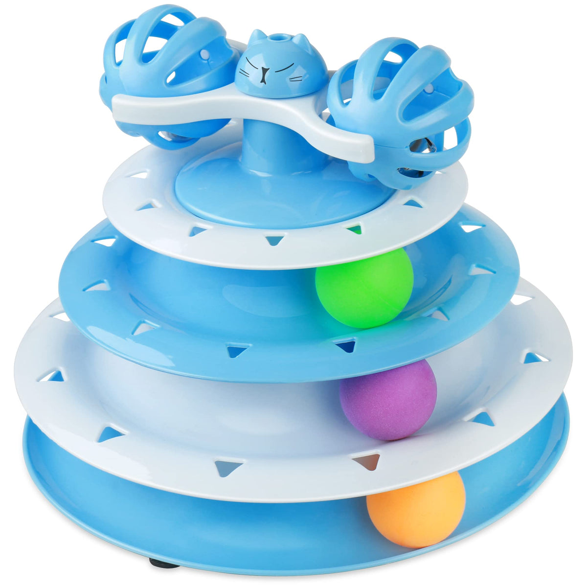 UPSKY Cat Toy Roller 3-Level Turntable Cat Toys Balls with Six Colorful Balls Interactive Kitten Fun Mental Physical Exercise Puzzle Kitten Toys