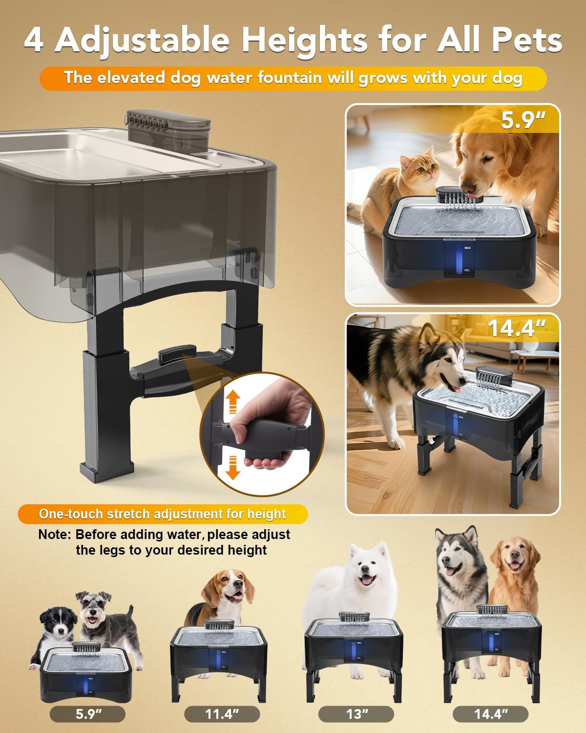 UPSKY Interactive Cat Toy Ball for Indoor Cats, 2.25Gal Elevated Dog Water Fountain