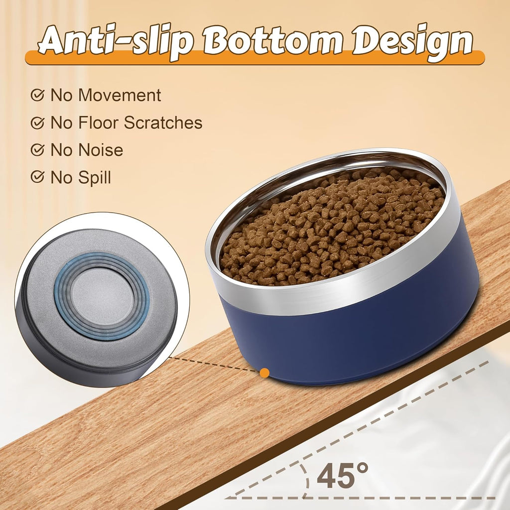 UPSKY Elevated Dog Bowls – 27oz Stainless Steel Anti-Spill Set with Wooden Stand, Double Raised Bowls for Small/Medium Dogs to Reduce Neck Strain & Improve Digestion