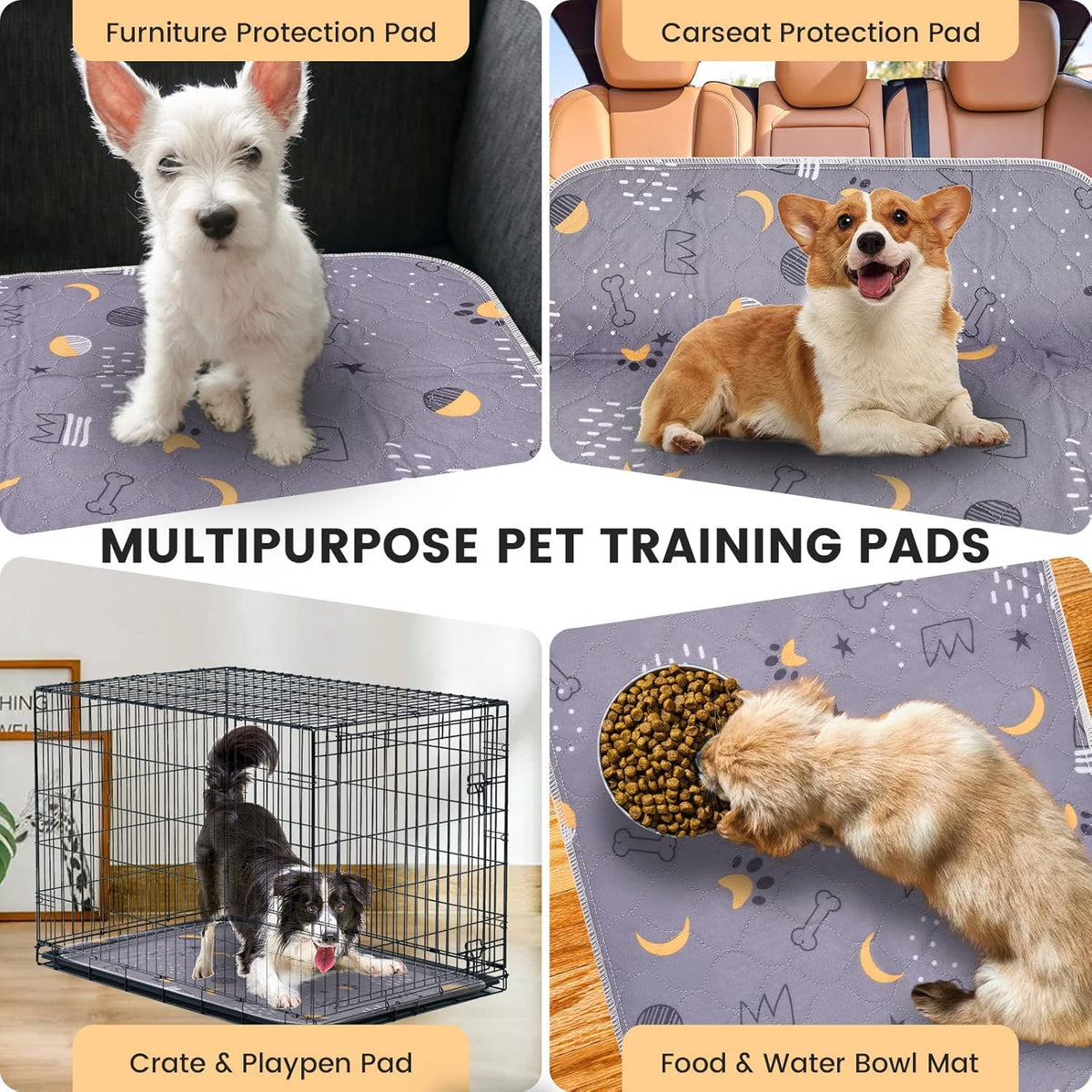 UPSKY Washable Pee Pads for Dogs 2 Pack 36” x 48” Reusable Puppy Pads Waterproof Pet Training Pads, Non-Slip Dog Mats Fast Absorbent Whelping Pads for Playpen, Potty, Crate, Bed