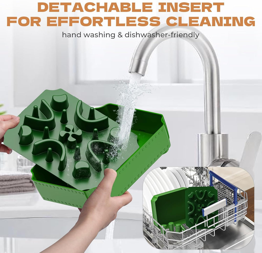 UPSKY Slow Feeder Dog Bowl, 2-in-1 Raised Dog Bowl with Anti-Choking Maze Puzzle, 2-6 Cups Pet Food for Small & Medium Breeds, Interactive Pet Feeder to Slow Eating, Reduce Boredom Fruit Green