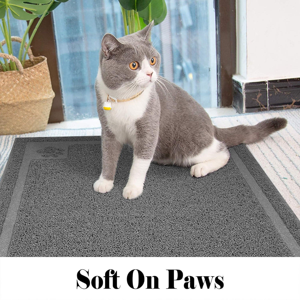 UPSKY Large Cat Litter Mat Trapper 35"×23" Traps Litter from Box and Paws Scatter Control for Litter Box Soft on Sensitive Kitty Paws Easy to Clean