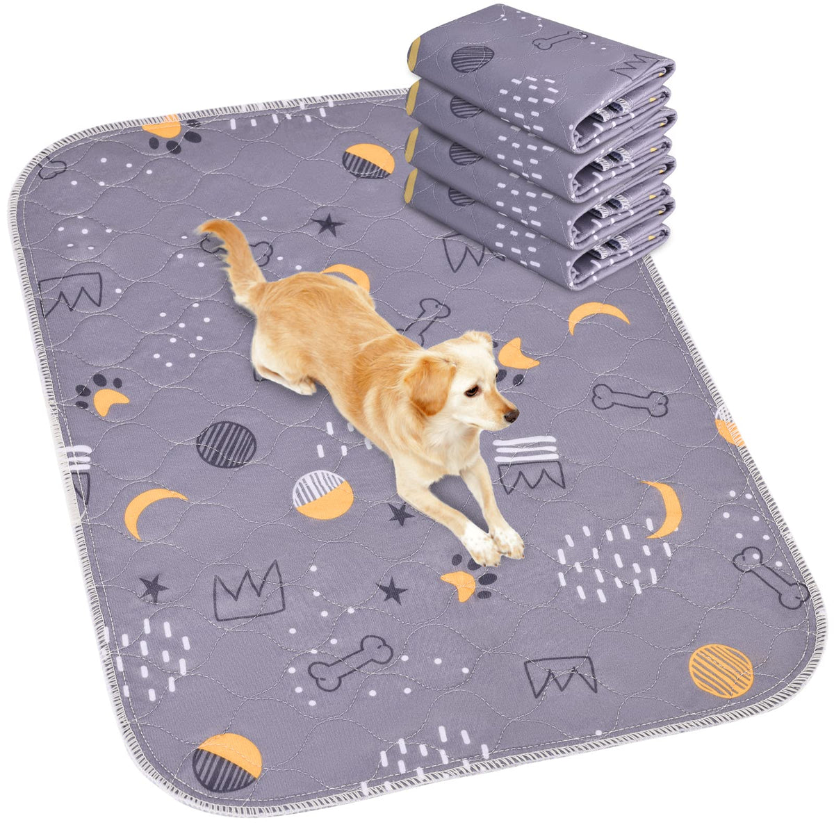 UPSKY Washable Pee Pads for Dogs 4 Pack 18” x 24” Reusable Puppy Pads Waterproof Pet Training Pads, Non-Slip Dog Mats Fast Absorbent Whelping Pads for Playpen, Potty, Crate, Bed