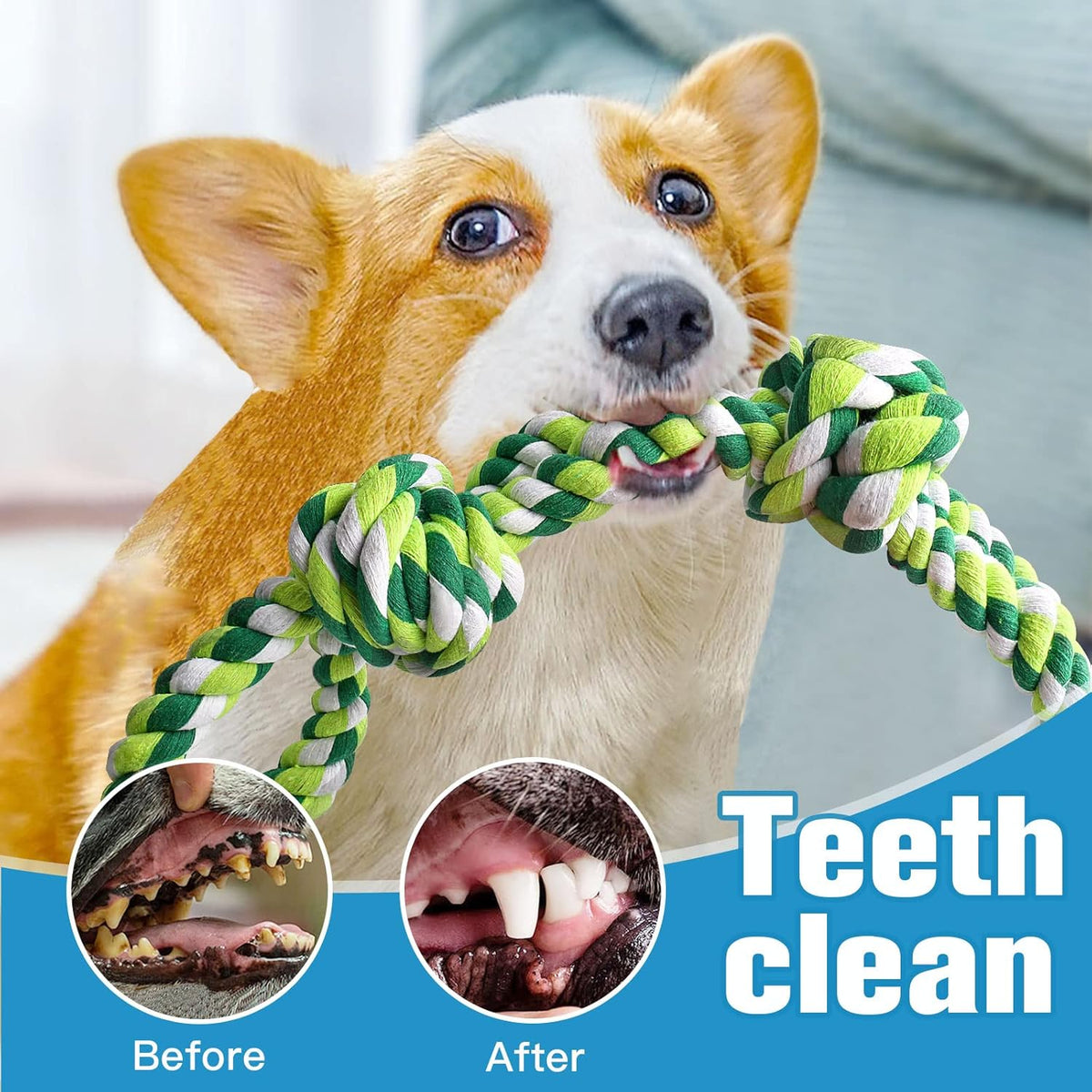 UPSKY Dog Rope Toys 2 Nearly Indestructible Dog Toys, Dog Toy for Medium to Large Breed, Dental Cleaning Chew Toys, Dog Tug Toy for Boredom, Dog Teething Toys, Dog Rope Toy for Aggressive Chewers