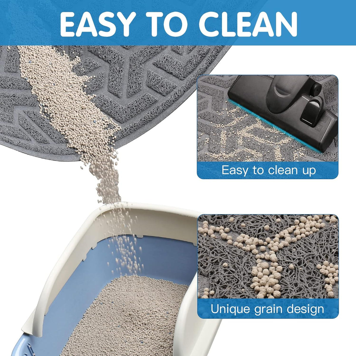 UPSKY Cat Litter Mat, XL Litter Trapping Mat Soft on Kitty Paws, Large Litter Box Mat 35" x 47" Scatter Control for Indoor Cats Waterproof and Extra Large Pretty Litters Carpet