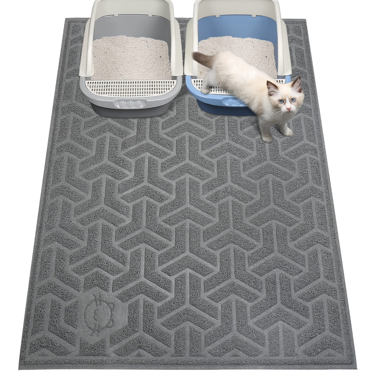 UPSKY Cat Litter Mat, XL Litter Trapping Mat Soft on Kitty Paws, Large Litter Box Mat 35" x 47" Scatter Control for Indoor Cats Waterproof and Extra Large Pretty Litters Carpet