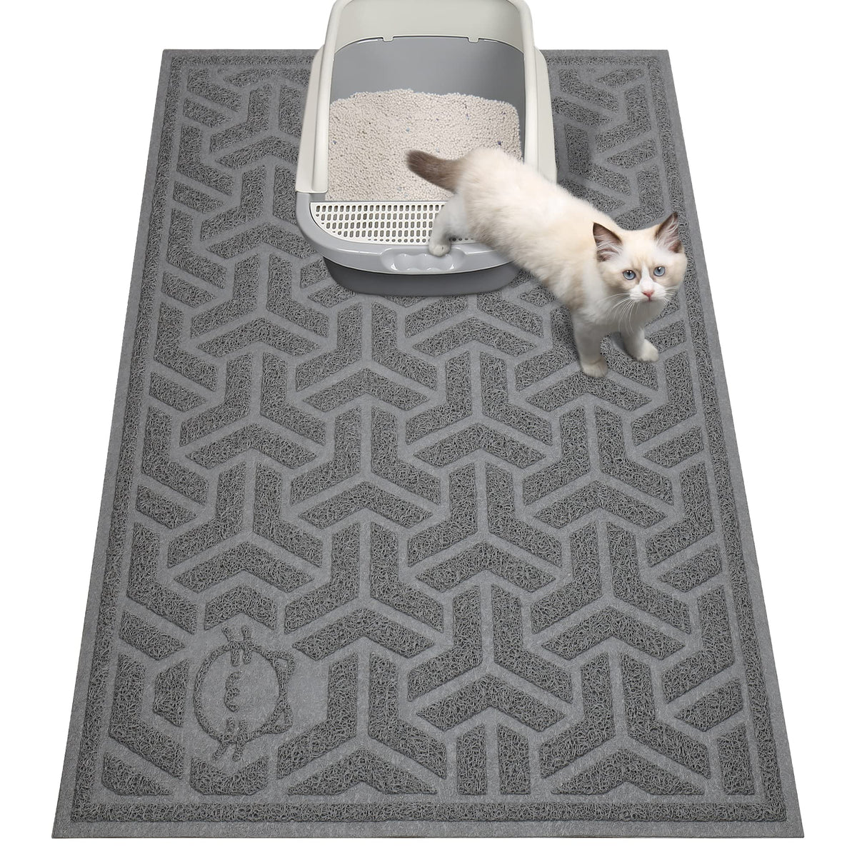 UPSKY Cat Litter Mat, XL Litter Trapping Mat Soft on Kitty Paws, Large Litter Box Mat 35" x 47" Scatter Control for Indoor Cats Waterproof and Extra Large Pretty Litters Carpet