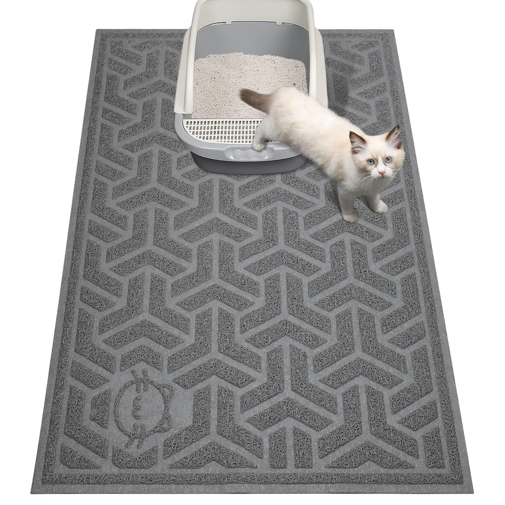 UPSKY Cat Litter Mat, Litter Trapping Mat Soft on Kitty Paws, Large Litter Box Mat 35" x 24" Scatter Control for Cat Litter, Waterproof and Extra Large Litter Box Carpet